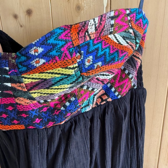 Billabong Womens Black High Low Dress Embroidered Strapless Boho Size Large NEW - Picture 2 of 16